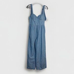 Band of the Free Jumpsuit Womens Small Blue Sweetheart Neckline Wide Leg Blue